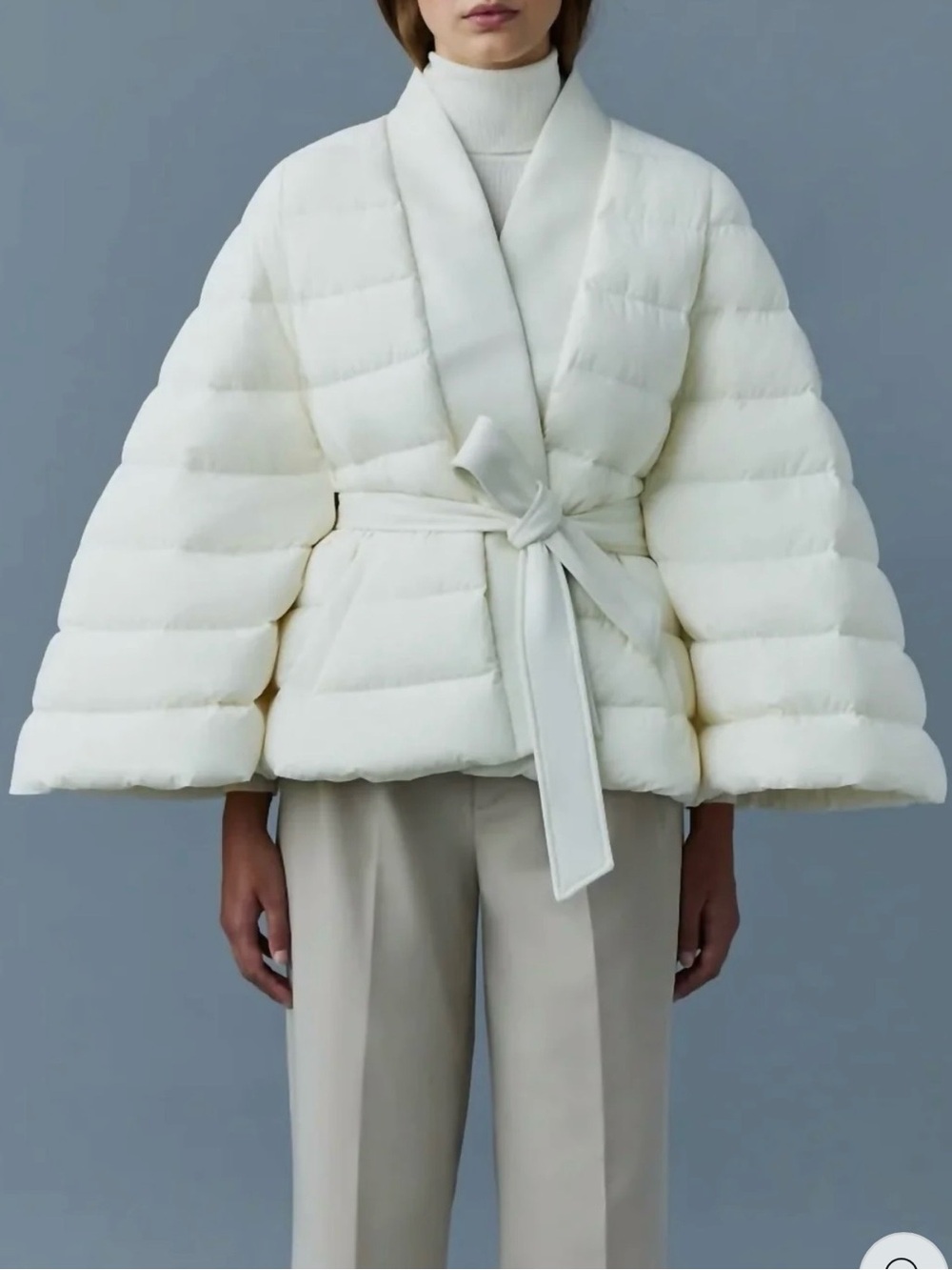 Mackage Julieta Women’s Ivory Quilted leather Belted Puffer Jacket
